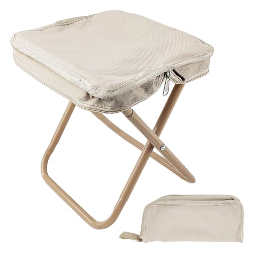 Occupaternm Tabouret Pliant, Chaise de Camping Pliable, Portable Siege de Peche, Petit Tabouret Pliable pour Activités de Plein Air pour Voyages, Randonnée, Jardin, Pêche, Barbecue, Plage (Kaki)