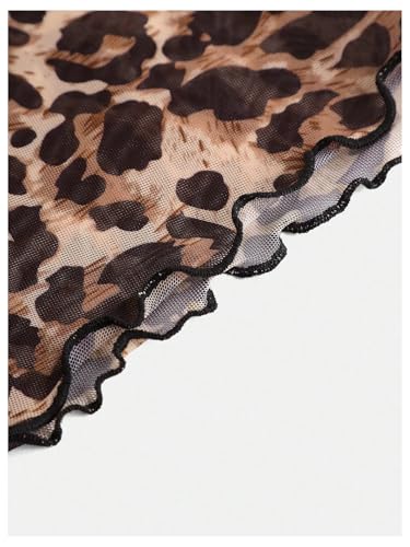 WDIRARA Girl's Leopard Print Ruched Bandeau Top Asymmetrical Hem Strapless Tube Tops3