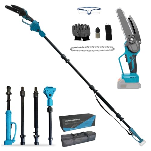 Akku Hochentaster Ast Kettensäge Profi-Astsäge kompatibel mit Makita 18V, 6 Zoll Bürstenlose 2 in 1 Astsäge mit Teleskopstiel und Teleskop Elektro Hochentaster Arbeitshöhe 4,5m (on Ak-ku)