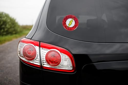 Image of Elektroplate Officially Licensed DC Comics The Flash Automotive Reflective Domed Decal (3.25 inch Diameter) Premium 3D All Weather Sticker for Car, Water Bottle, Laptop, Phone | Made in the USA