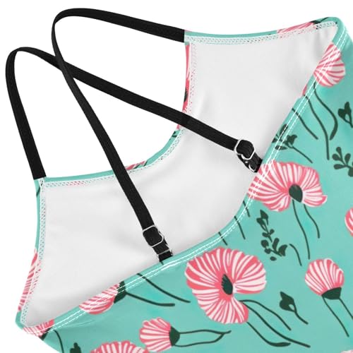 Flowers Floral Pink Girls One Piece Swimsuit Beach Swimwear 208499184