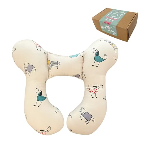 Baby Neck Pillows, Comfortable Baby Travel Head Neck Support for Car Seat Stroller Pushchair, Soft PP Cotton Travel Cushion for 0-2 Years Old Toddler Infant Newborn, Dogs