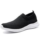 LANCROP Men's Comfortable Walking Shoes - Casual Knit Tennis Slip on Sneakers 7.5 US, Label 40 Black