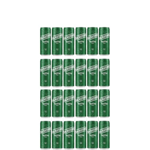 Image of SIGNATURE Sparkling Water - Premium Carbonated Water | No Sugar, No Calories | Refreshing Fizzy Drink | 300ml Can (Pack Of 24)