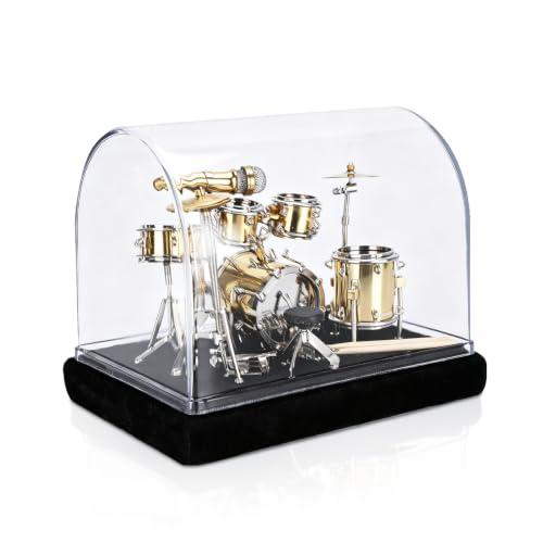 Jwthee Mini modelo de batería, modelo de batería en miniatura, conjunto de batería de oficina, modelo de instrumento musical, modelo de tambor artesanal, mini kit de batería para