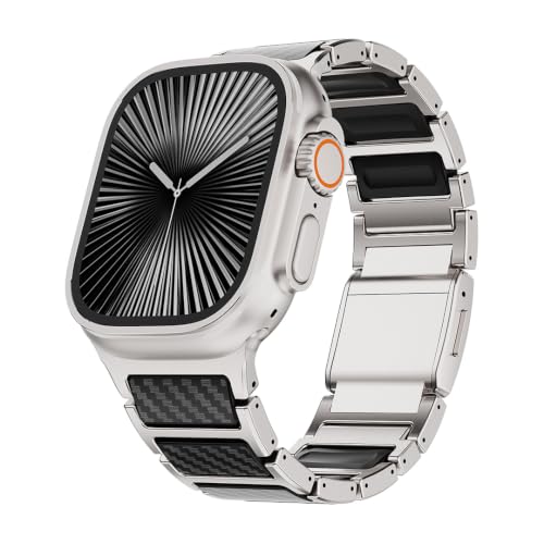 Bracelet magnétique en titane compatible avec Apple Watch Ultra 3 2 1 Series 11 10 9 8 7 SE, bracelet double matériau de qualité supérieure pour homme d'affaires et de sport, compatible avec les