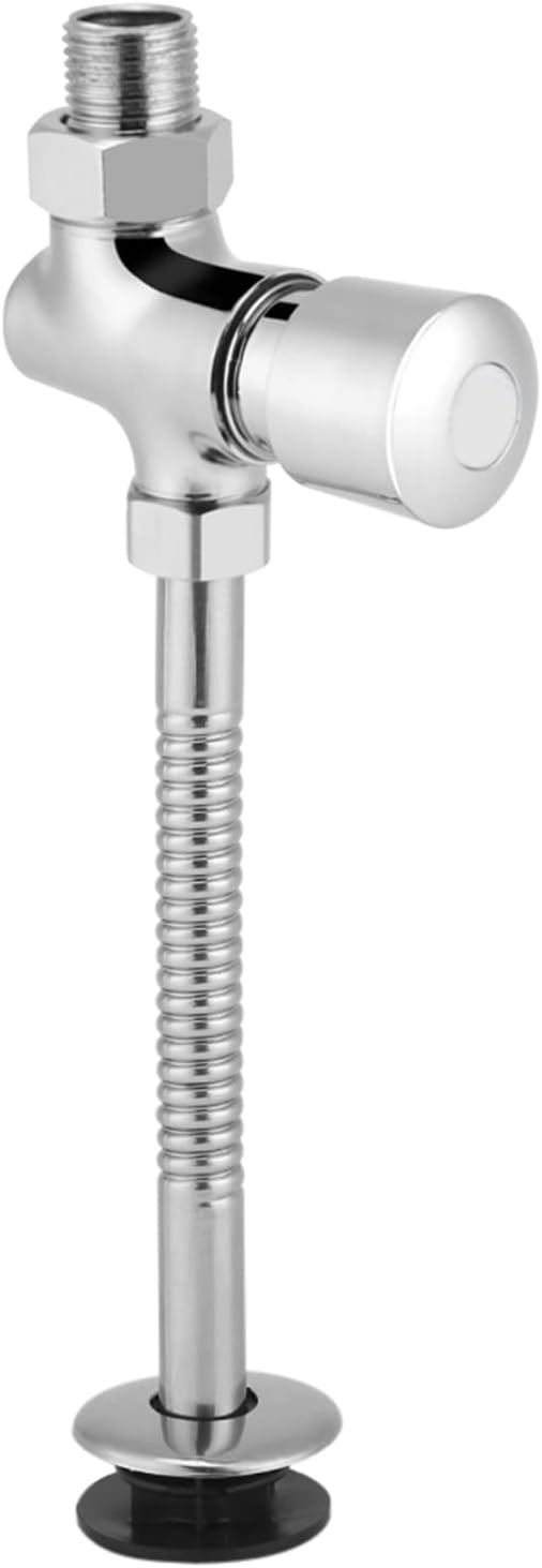 Manual Push Button Urinal Flush Valve Kit, Automatic Shutoff, Commercial Bathroom Toilet Flush System Replacement
