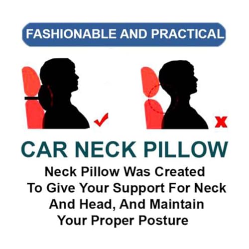 DETACHI Faux Leather Car Neck Rest Pillow/Cushion Set of Pillows Compatible with All Cars (Black, with RED Embroidery) - Pack of 2 Pieces (Image - 6)