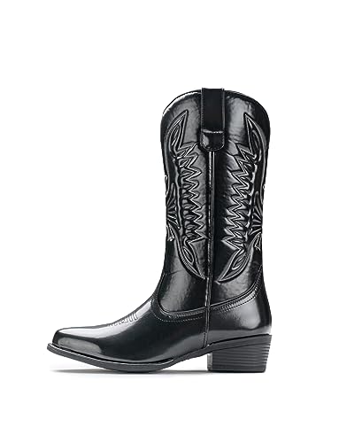 Image of IUV Cowboy Boots For Women Mid Calf Cowgirl Boots Pointy Toe Western Boot