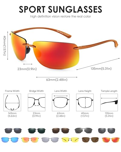 Image of JIM HALO Sport Sunglasses Men Womens TR90 Rimless for Driving Running Golf | Polarized /Non polarized,Lightweight,17g /0.6oz,Rectangle,Wrap Around,Cycling,Fishing,Outdoor Activities