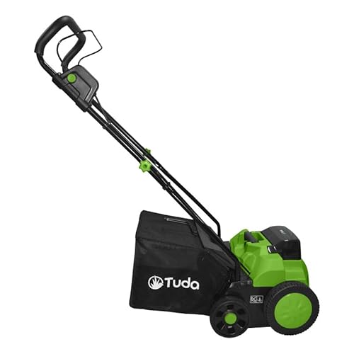 Tuda Cordless Artificial Grass Sweeper 40V – Brushless Motor, 14.2" Width, 5 Depth Settings, 20.6-Gallon Collection Bag, Includes 2x 4Ah Batteries & Fast Chargers - 4