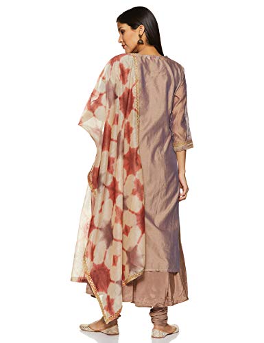 Image of BIBA Womens Notched Neck Embroidered Churidar Suit