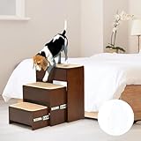 Barpor Dog Steps for Bed, 21 Inch Foldable Pet Stairs, Wooden Furniture Style Cat Stairs for Couch, No Installation 3 Tier
