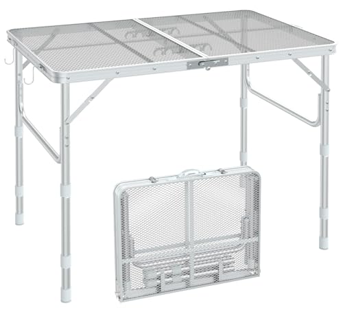 Sportneer Grilltisch Outdoor Klappbar 90×60cm - Campingtisch Klappbar 3 Höhenverstellbar Gartentisch Camping Tisch Leicht und Tragbar Kleiner Grill Tisch für Picknick Camping