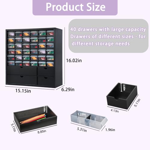Image of VERANI Solid Wood Minifigures Miniature Storage Organizer - Figurines Collectibles Cabinet Wall Mount Figure Organizer for Action Figure Small Objects, Tool Storage - Black