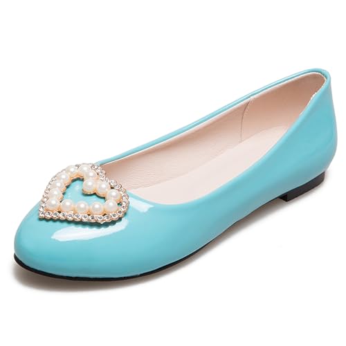 Women Flat Ballet Shoes Low Heel Shoes Round Toe Slip On Simple, Size 1-14.5