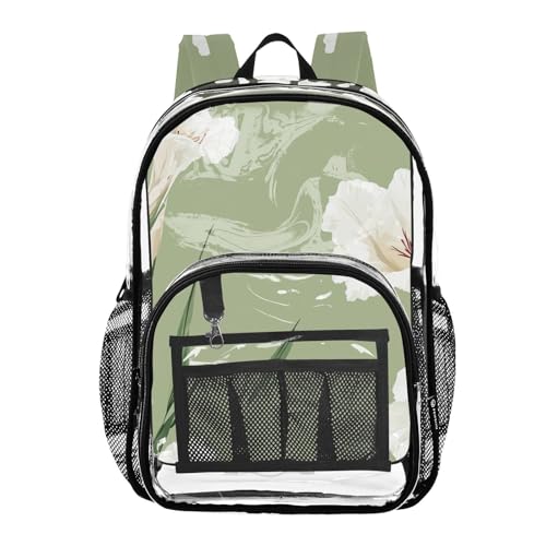 linqin Nature Gladiolus Clear School Backpacks for Kids, Heavy Duty Clear Bag, Nature Gladiolus Green, 1 Size, Nature Gladiolus Green, One Size