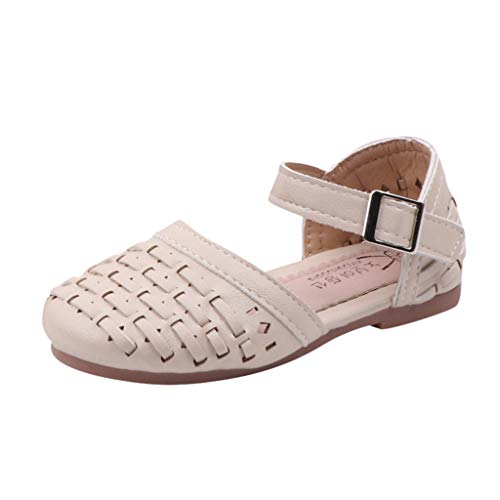 EnJoCho Little Girls' Sandals Infant Kids Baby Summer Beach Weaved Casuanl Princess Shoes for Childen 1 to 12Years (Beige-a#qh, 3 Big Kids)