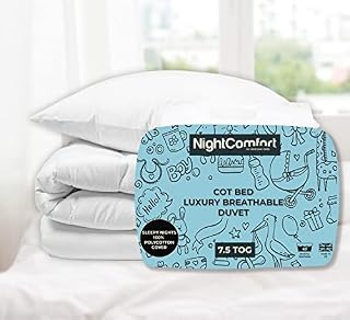 Night Comfort Lightweight 7.5 Tog Cot Bed Duvet for Toddler, Kids, Newborn, Baby Boys and Girls - Anti-Allergy Cot Bed Bedding Polycotton Quilted Nursery Comforter