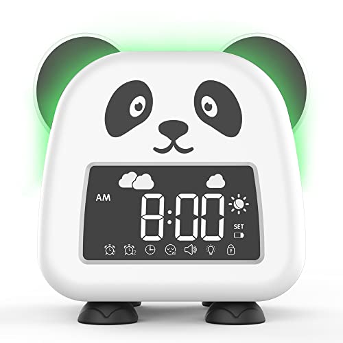 Usaoshop Kids Alarm Clock Toddlers Sleep Training Clock With Night Light Sound Machine Nap Timer, Wake Up Light Alarm Clock For Kids Bedroom, Cute Desk Clock For Boys Girls (Panda) #TOP7