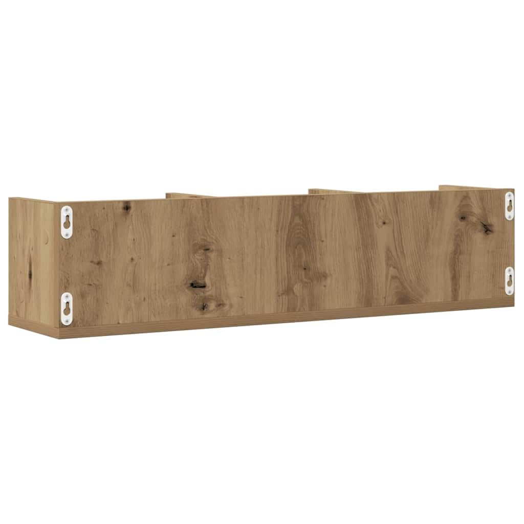 Scaffale da parete per CD in rovere Artisan, 75 x 18 x 18 cm, mensola sospesa in legno, mensola per DVD da parete con 3 scomparti per collezioni musicali, libri e decorazioni