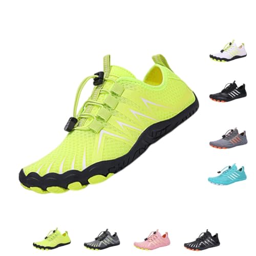 Barefoot Shoes Women & Men, Non-Slip Breathable Waterproof Wide Toe Running Walking Barefoot Shoes Unisex(B Green,5men/7women)