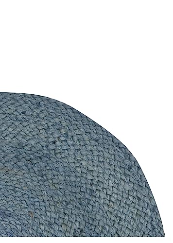 Tapis jute ronde bleu clair 90x90 cm carpetfine tissé main - 6
