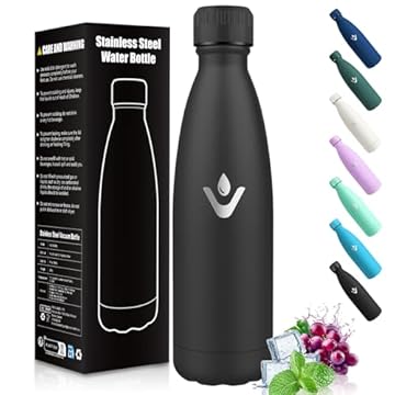 HoneyHolly Borraccia Termica 750ML, Senza BPA, Borraccia Termiche, Acciaio Inossidabile 18/8, Bottiglia Termica A Prova di Perdite, Borraccia Acciaio Inox per Picnic, Outdoor, Sport-Nero