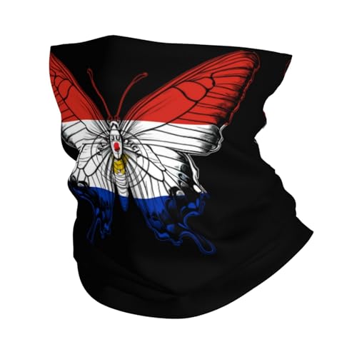 Paraguay Paraguayan Flag Butterfly Neck Gaiter Balaclava Face Mask for Men Women Patriotic Design Seamless Bandana Cover Scarf Headwear Headband Head Wrap White2