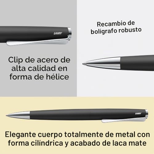 Bolígrafo Lamy Studio Black: escritura fluida con recambio M 16 y elegante cuerpo de acero 4