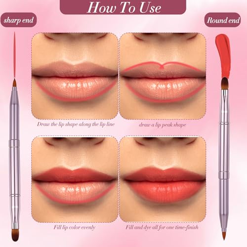 Qianyu 4 Stück Doppelendiger Einziehbare Lippen Makeup-Pinsel Tragbare Reise Lippenpinsel Mini Lipgloss Applikator für Damen Mädchen Lippenkonturen Make-up Werkzeug Lippenbürste Applikator Concealer