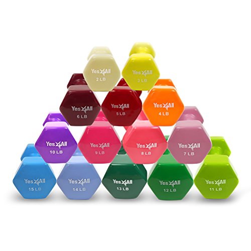 Yes4All Hexagon Neoprene Coated Dumbbell (Pair) - Multiple Weight Options