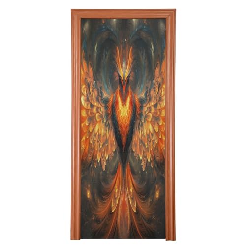 FLildon Phoenix Pattern Door Cover Decoration, Party Accessory Porch Decor for Festive Ornament Room Door Covers 35 x 79 Inch