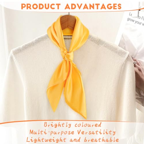 simarro Damen Seidiger Quadratischer Schal, Damen Einfarbige Halstuch Seidenähnliches Satin Tuch Seidentücher Chiffon Schals Kopftuch, 60 x 60 cm(Gelb)