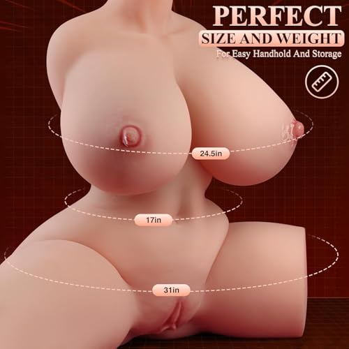 Image of BIG SHOCKED Sucking Vibrating Sex Doll Torso Life Size Powerful Male Masturbator 6x12 Sucking Vibration Big Breasts Handsfree Sex Doll, Male Sex Toys for Men with Vagina Butt and Anal Channel Sex Doll