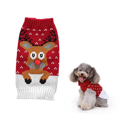 Suéter navideño para perro con estampado de reno miniatura 6