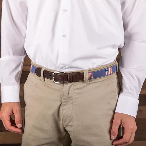 US Flags Leather Tab Belt Made in Maine4