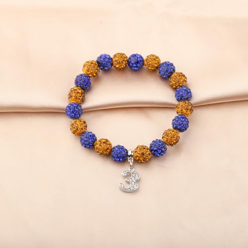 Image of POTIY SGR Sorority Gift Orange and Blue Beads Bracelet with Rhinestone Nmuber Charm Sorority Soror Gift