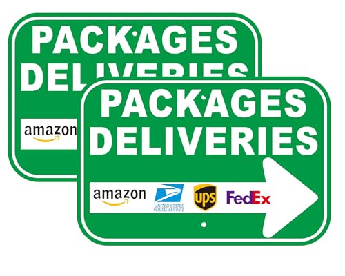 Letrero de entregas para evitar pérdidas de paquetes señal verde con flecha 2 piezas