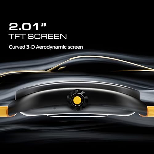 Image of GOBOULT Mustang Muscle Smart Watch 2.01'' 3D Curved Display, Convertible Strap, Premium Metallic Crown, BT Calling, 600 Nits Brightness, AI Assistant, IP68 (Extra Starp, Black Fury)