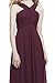 Samantha Paige Criss-Cross Strap Pleated Chiffon Formal Dress, Wine, 4