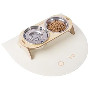 AnimalVibe – Gamelle Anti-Éclaboussure pour Chien en Inox, Tapis et Porte Gamelle Surélevée, Anti-Renversement