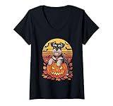Photo Gallery donna halloween retro miniature schnauzer maglietta con collo a v Photo Gallery donna halloween retro miniature schnauzer maglietta con collo a v