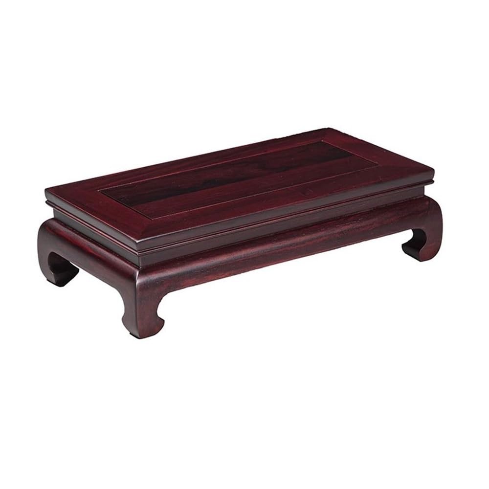 F4j5L7g2 Display Stand Base Mahogany Carving Crafts Ornaments, Rectangular Vase Bonsai Ston Base Bracket(Large)