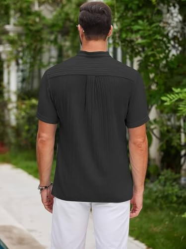 Image of GRECIILOOKS Shirt for Men | Mens Casual Shirt | Men Stylish Shirt | Men Textured Shirt | Men's Regular Fit | Men Ribbed Shirt | Short Sleeve Shirt for Summer Outdoor Activities