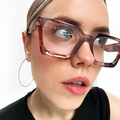 Image of livho Oversized Eyewear Frame for Woman and Men - Rectangle Fashion Glasses for Computer, Chic Preppy Frame