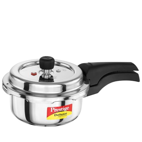 Prestige 2 Litre Stainless Steel Deluxe Alpha Svachh Outer Lid Pressure Cooker | 10Y Warranty | Deep Lid for Spillage Control | TRIPLY Base | Gasket R