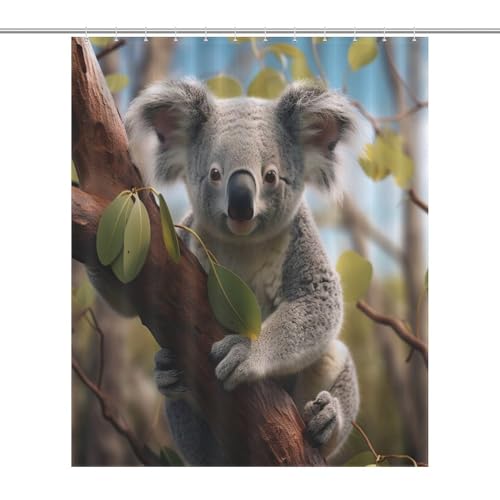 Rideau de douche en polyester lavable 152x183cm avec motif koala mignon