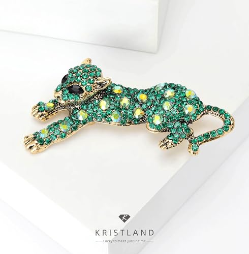 Image of Fashion Women Men Vintage Leopard Brooch Colorful Full Rhinestones Crystals Wild Animal Corsage Lapel Pin Birthday Gift Party