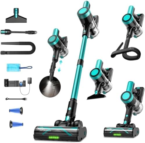 Cordless Vacuum Cleaner, 500W 55KPa 10-in-1 Self-Standing Stick V...